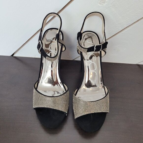 NEW Sugar Priscila2 Rhinestones Womens Block Heel Sandals 8M - Picture 4 of 9